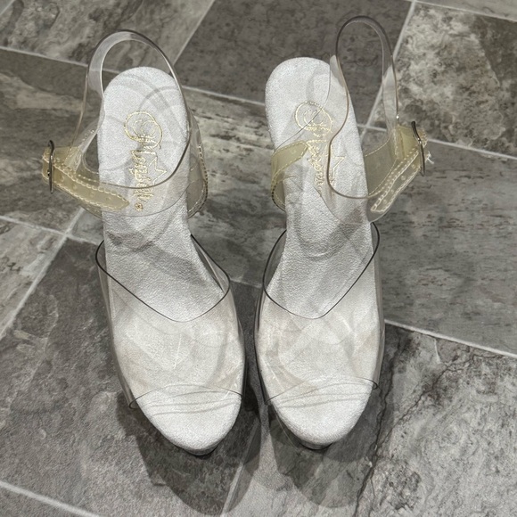 Pleaser Clear Transparent Dancer Stiletto Heels Size 6 - Picture 4 of 13